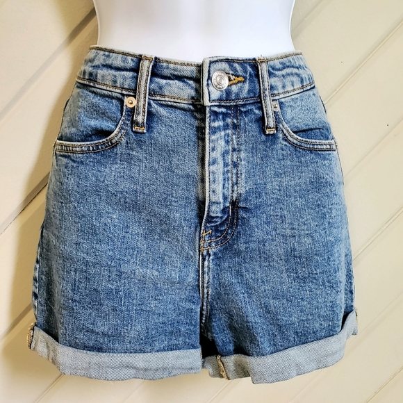 wild fable Pants - Wild Fable High Rise Short Medium Wash Roll Cuff